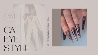 CAT EYE design nail extensions with dual forms [upl. by Cordell]