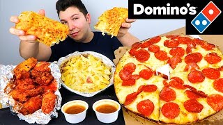 My First Time Trying Dominos Pizza Wings amp Pasta • MUKBANG [upl. by Aihsemak]