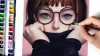 【Digital Art in Watercolor】Glasses [upl. by Lleihsad]