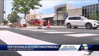 New crosswalks in downtown Springdale help improve walkability [upl. by Ydoow]