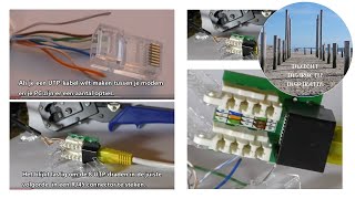 Een UTP kabel maken zonder gereedschap gebruik een CAT6 wandcontactdoos ipv RJ45 con [upl. by Nwahsyar]