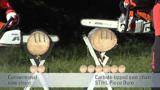 STIHL Picco Duro vs Conventional Chain  English [upl. by Buckler254]