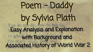 Poem  Daddy by Sylvia Plath Analysis of them with Background 5th semester English Hons [upl. by Tosch]