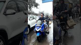 Surat Traffic  Burgman  Rain With Burgman [upl. by Ahsitak17]