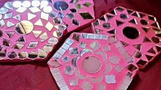 Mirror Mosaic tea coastershexagon designtutorial video how to make mosaic artyoutube diy [upl. by Robinett50]