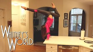 Press Handstands on the Kitchen Counter  Whitneys Kitchen Gymnastics [upl. by Gris]