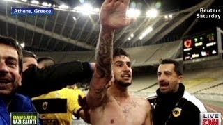 Soccer player gives Nazi salute on field [upl. by Anadal]