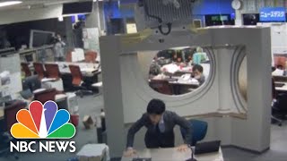 Watch Newsroom in Japan Experiences 73Magnitude Earthquake [upl. by Kcirednek]