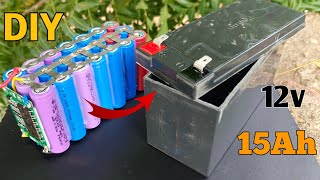 How To Make 12v 15Ah Lithium battery  DIY 12v Battery With 18650 [upl. by Aniretac]