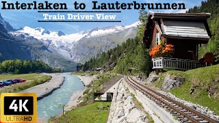 Cab Ride  Interlaken to Lauterbrunnen Switzerland  Train Driver View  4K HDR [upl. by Eiramaliehs]