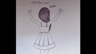 Happy new year drawing 😍💘Happy New year beautiful drawingnewyear youtubevideo [upl. by Britney]