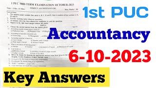 1st PUC Accountancy Key Answers Midterm ExamShivamurthysacademykeyanswersexams [upl. by Suilenrac]