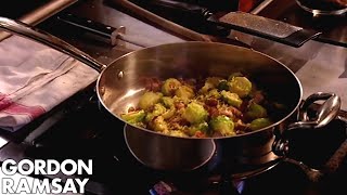 Brussels Sprouts with Pancetta and Chestnuts  Gordon Ramsay [upl. by Tacklind]