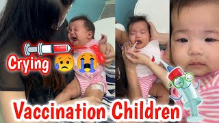 Children Crying Injection Video On Hip Mother Giving Vaccination To Daughter [upl. by Idnic329]