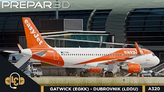 P3D London Gatwick EGKK  Dubrovnik LDDU  VATSIM  FSLabs A320SL  EZY35PJ [upl. by Luzader]