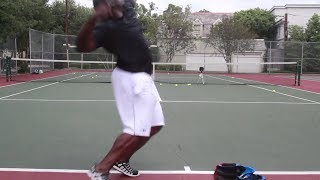 128 MPH TENNIS SERVE  THE GREATEST SERVE IMPROVEM [upl. by Ahsinaw732]