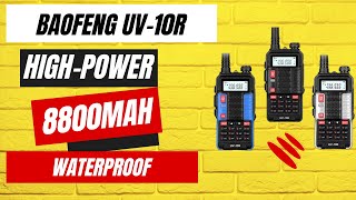 Baofeng UV10R Highpower Walkie Talkie 16W 8800mAh Waterproof Portable Twoway Radio Flashlight [upl. by Lebar]