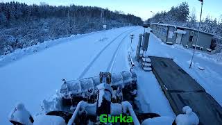 Cleaning up after a Swedish snowstorm Caterpillar 972M XE Wheel Loader plow snow [upl. by Iridis782]