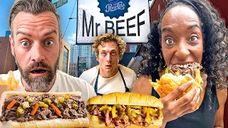 Brits Try Italian Beef Dip Sandwich in Chicago [upl. by Yclehc58]