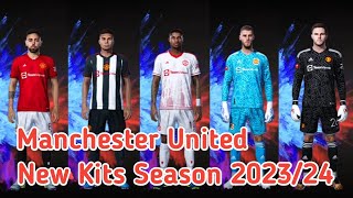 Manchester United New Kits Season 20232024 sider amp cpk version eFootball PES 2021 [upl. by Lachus449]