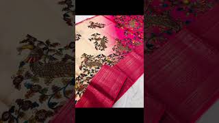 🌷Dola viscose jacquard weaving border with kalamkari digital print whatsapp 9884331530 [upl. by Lledo]