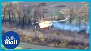 Ukrainian forces blow Russian attack helicopter out of the sky [upl. by Palumbo]