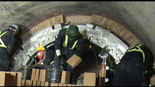 Rotary Kiln Refractory Installation with Bricking Machine [upl. by Nodarse]