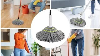 Self Wringing Squeeze Twist Mop Microfiber Twisting Mop Extendable Stainless Steel Handle [upl. by Jumbala]