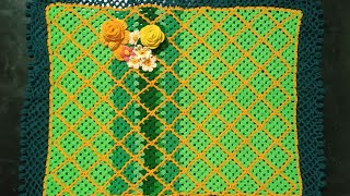 কুশিকাটার ডিপ ফ্রিজ কভার। টেবিল কভার। crochet table cover crochet crochetpatterns crochetcover [upl. by Peppi]