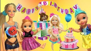 Barbie Sisters Fancy Dress Birthday Party Anna amp Elsa Toddlers🎂Chelsea LOL Surprise Dolls amp Toys [upl. by Merete920]