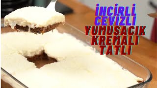 İncirli Cevizli Kek Üstüne Yumuşacık Kremalı Kolay Dilim Tatlı Tarifi👨‍🍳👌🏻Oktay Usta [upl. by Anitac574]