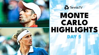 Djokovic vs Musetti Sinner Medvedev Zverev Tsitsipas amp More  MonteCarlo 2024 Highlights Day 5 [upl. by Attenehs466]