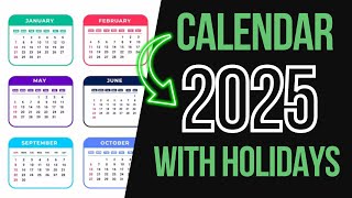 CALENDAR 2025 WITH HOLIDAYS  2025 CALENDAR COMPLETE [upl. by Nnaitsirhc]