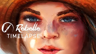 Watercolor Portrait  Rebelle Timelapse [upl. by Swehttam]