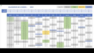 Créer un calendrier dynamique annuel 1  Tuto Excel [upl. by Renick]