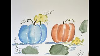 Easy Pumpkins in watercolor [upl. by Decima]