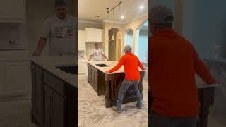 Oh Look It Took Just Three Guys to Install This Marble Countertop remodel renovation kitchen [upl. by Kat686]