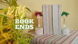 Easy DIY Book Ends DIY Cement Book Ends  How to make book ends in bangla Wooden Spoon Book Ends [upl. by Stolzer]