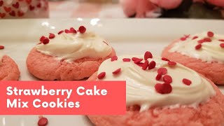 Quick and Easy Strawberry Cake Mix Cookies [upl. by Adnarahs843]