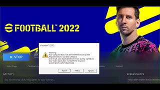 Fix eFootball 2022 Error Your Video Card Does Not Meet The Required Specifications GPU VRAM 4GB [upl. by Annoya]