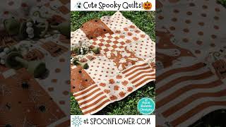 Cute Spooky Halloween cheater quilts fabric only at Spoonflower Design links in Description🎃 [upl. by Mccoy509]