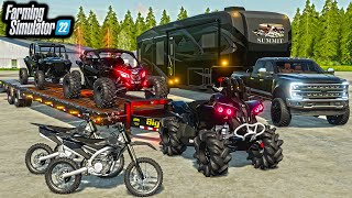 ALL quotBLACKED OUTquot LUXURY CAMPING SETUP LIFTED TRUCKS  RZR  FS22 [upl. by Karissa]