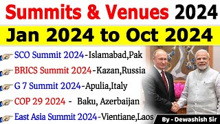 Summits 2024 Current Affairs  Summits Venue Theme  Important Summits Current Affairs 2024 [upl. by Pierre]