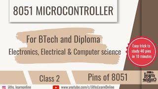 Pins of Microcontroller 8051 class 2  BTech  BE  Diploma  ECE  EL [upl. by Sissie]