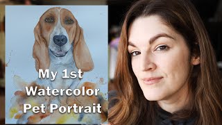 My 1st PET PORTRAIT with Watercolor  See my process and supplies [upl. by Meggs]