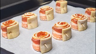 Brilliant appetizer idea in 5 minutes These will disappear in a minute Puff pastry and bacon [upl. by Barthelemy]