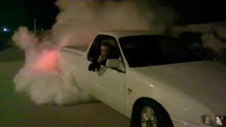 VS V6 commodore ute burnout hits the limiter [upl. by Ahsinak555]