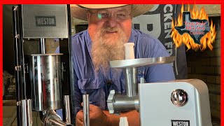 Weston Grinder and Sausage Stuffer Review  Texas Style Cuisine Homemade Sausage  Chef Johnny [upl. by Oirasor]