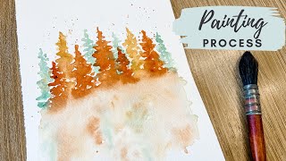 How to Paint Fall Watercolor Trees  Fall Watercolor Card [upl. by Aerol]