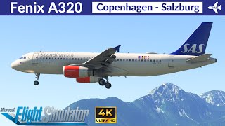 MSFS Fenix A320 SAS  Copenhagen to Salzburg  VATSIM Full flight  4K Ultra HD [upl. by Aihsenak]